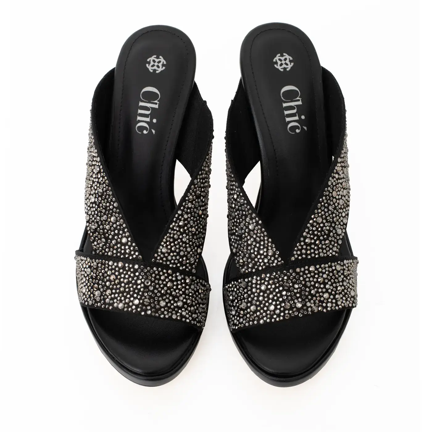 Chic Rhinestone V Upper Platform Heel